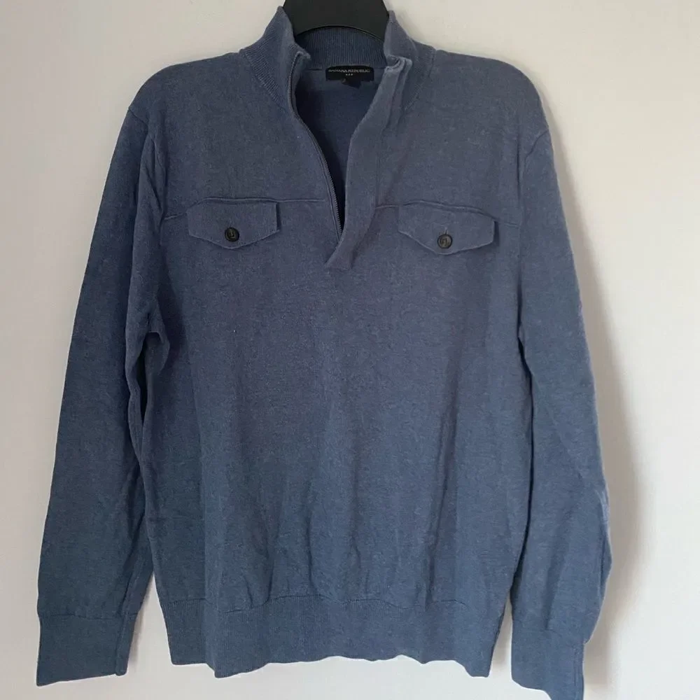 Banana Republic Men’s Long Sleeve 1/4 Zip Cotton Sweater L
